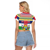 Central African Republic Christmas Raglan Cropped T Shirt Joyeux Noel - Wonder Print Shop
