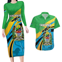 Personalized Tanzania 1963 Couples Matching Long Sleeve Bodycon Dress and Hawaiian Shirt Happy Independence Day - Wonder Print Shop
