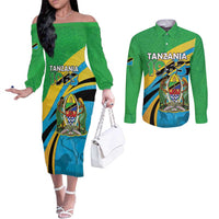 Personalized Tanzania 1963 Couples Matching Off The Shoulder Long Sleeve Dress and Long Sleeve Button Shirt Happy Independence Day - Wonder Print Shop