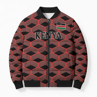 Personalized Kenya Athletics Black Jersey Bomber Puffer Jacket - Wonder Print Shop