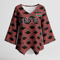 Personalized Kenya Athletics Black Jersey Kimono Sleeve Blouse - Wonder Print Shop
