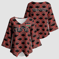 Personalized Kenya Athletics Black Jersey Kimono Sleeve Blouse - Wonder Print Shop