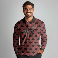 Personalized Kenya Athletics Black Jersey Long Sleeve Polo Shirt - Wonder Print Shop