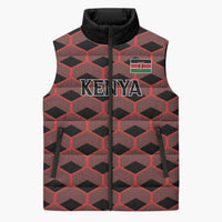 Personalized Kenya Athletics Black Jersey Sleeveless Puffer Jacket - Wonder Print Shop