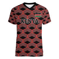 Personalized Kenya Athletics Black Jersey Women V-Neck T-Shirt - Wonder Print Shop