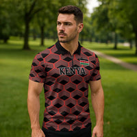 Personalized Kenya Athletics Black Jersey Zipper Polo Shirt - Wonder Print Shop