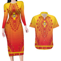 Personalized Benin African Dashiki Couples Matching Long Sleeve Bodycon Dress and Hawaiian Shirt - Wonder Print Shop