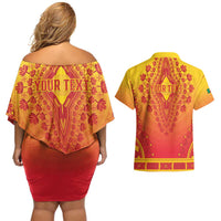 Personalized Benin African Dashiki Couples Matching Off Shoulder Short Dress and Hawaiian Shirt - Wonder Print Shop
