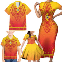 Personalized Benin African Dashiki Family Matching Short Sleeve Bodycon Dress and Hawaiian Shirt - Wonder Print Shop