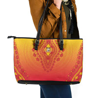 Benin African Dashiki Leather Tote Bag - Wonder Print Shop