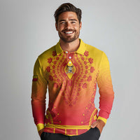 Personalized Benin African Dashiki Long Sleeve Polo Shirt - Wonder Print Shop