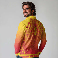 Personalized Benin African Dashiki Long Sleeve Polo Shirt - Wonder Print Shop