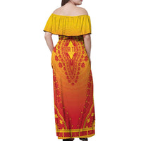 Personalized Benin African Dashiki Off Shoulder Maxi Dress - Wonder Print Shop