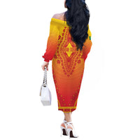 Personalized Benin African Dashiki Off The Shoulder Long Sleeve Dress - Wonder Print Shop