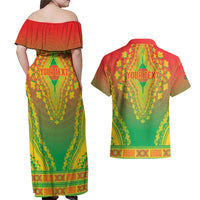 Personalized Burkina Faso African Dashiki Couples Matching Off Shoulder Maxi Dress and Hawaiian Shirt - Wonder Print Shop