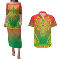 Personalized Burkina Faso African Dashiki Couples Matching Puletasi and Hawaiian Shirt - Wonder Print Shop