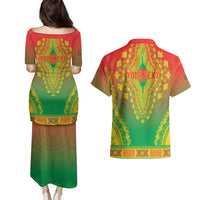 Personalized Burkina Faso African Dashiki Couples Matching Puletasi and Hawaiian Shirt - Wonder Print Shop