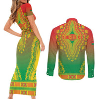 Personalized Burkina Faso African Dashiki Couples Matching Short Sleeve Bodycon Dress and Long Sleeve Button Shirt - Wonder Print Shop