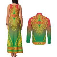 Personalized Burkina Faso African Dashiki Couples Matching Tank Maxi Dress and Long Sleeve Button Shirt - Wonder Print Shop