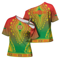 Personalized Burkina Faso African Dashiki Cross Shoulder Shirt - Wonder Print Shop