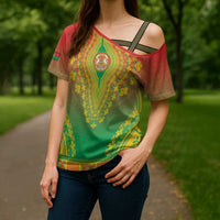 Personalized Burkina Faso African Dashiki Cross Shoulder Shirt - Wonder Print Shop