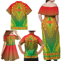 Personalized Burkina Faso African Dashiki Family Matching Off Shoulder Maxi Dress and Hawaiian Shirt - Wonder Print Shop