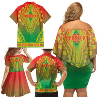 Personalized Burkina Faso African Dashiki Family Matching Off Shoulder Short Dress and Hawaiian Shirt - Wonder Print Shop