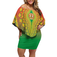 Personalized Burkina Faso African Dashiki Family Matching Off Shoulder Short Dress and Hawaiian Shirt - Wonder Print Shop