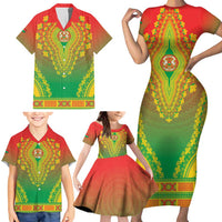 Personalized Burkina Faso African Dashiki Family Matching Short Sleeve Bodycon Dress and Hawaiian Shirt - Wonder Print Shop