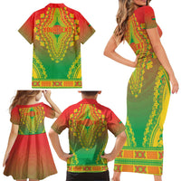 Personalized Burkina Faso African Dashiki Family Matching Short Sleeve Bodycon Dress and Hawaiian Shirt - Wonder Print Shop