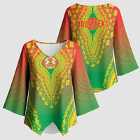 Personalized Burkina Faso African Dashiki Kimono Sleeve Blouse - Wonder Print Shop