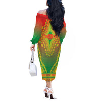 Personalized Burkina Faso African Dashiki Off The Shoulder Long Sleeve Dress - Wonder Print Shop