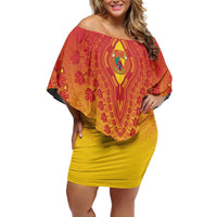 Personalized Cameroon African Dashiki Off Shoulder Short Dress - Wonder Print Shop