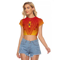 Personalized Cameroon African Dashiki Raglan Cropped T Shirt - Wonder Print Shop