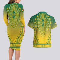 Personalized Ghana African Dashiki Couples Matching Long Sleeve Bodycon Dress and Hawaiian Shirt - Wonder Print Shop