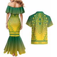 Personalized Ghana African Dashiki Couples Matching Mermaid Dress and Hawaiian Shirt - Wonder Print Shop