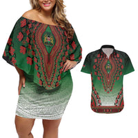 Personalized Kenya African Dashiki Couples Matching Off Shoulder Short Dress and Hawaiian Shirt - Wonder Print Shop