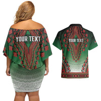 Personalized Kenya African Dashiki Couples Matching Off Shoulder Short Dress and Hawaiian Shirt - Wonder Print Shop