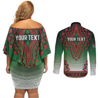 Personalized Kenya African Dashiki Couples Matching Off Shoulder Short Dress and Long Sleeve Button Shirt - Wonder Print Shop
