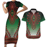 Personalized Kenya African Dashiki Couples Matching Short Sleeve Bodycon Dress and Hawaiian Shirt - Wonder Print Shop