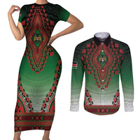 Personalized Kenya African Dashiki Couples Matching Short Sleeve Bodycon Dress and Long Sleeve Button Shirt - Wonder Print Shop