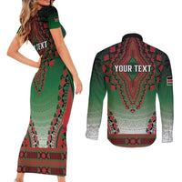Personalized Kenya African Dashiki Couples Matching Short Sleeve Bodycon Dress and Long Sleeve Button Shirt - Wonder Print Shop