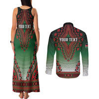 Personalized Kenya African Dashiki Couples Matching Tank Maxi Dress and Long Sleeve Button Shirt - Wonder Print Shop