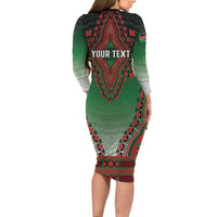 Personalized Kenya African Dashiki Long Sleeve Bodycon Dress - Wonder Print Shop