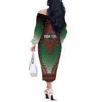 Personalized Kenya African Dashiki Off The Shoulder Long Sleeve Dress - Wonder Print Shop