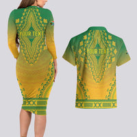 Personalized South Africa African Dashiki Couples Matching Long Sleeve Bodycon Dress and Hawaiian Shirt - Wonder Print Shop