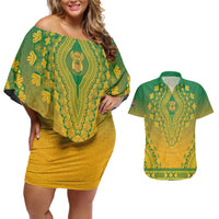 Personalized South Africa African Dashiki Couples Matching Off Shoulder Short Dress and Hawaiian Shirt - Wonder Print Shop
