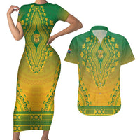Personalized South Africa African Dashiki Couples Matching Short Sleeve Bodycon Dress and Hawaiian Shirt - Wonder Print Shop