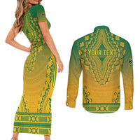 Personalized South Africa African Dashiki Couples Matching Short Sleeve Bodycon Dress and Long Sleeve Button Shirt - Wonder Print Shop