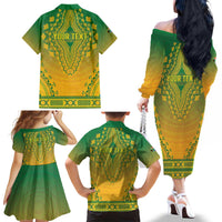 Personalized South Africa African Dashiki Family Matching Off The Shoulder Long Sleeve Dress and Hawaiian Shirt - Wonder Print Shop